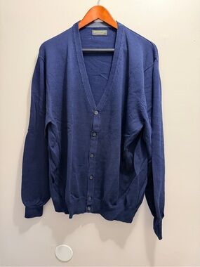 John Bartlett Men's Navy V-Neck Button Cardigan